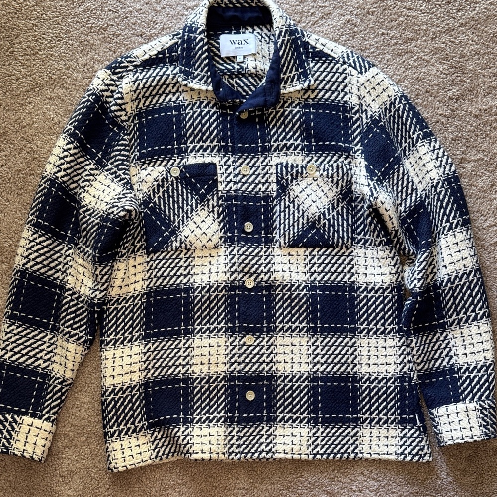 WAX London Men's Navy and White Checkered Shirt Jacket